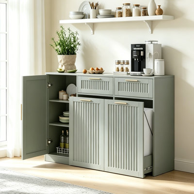 Pull Out 26 Gal Trash Cabinet with Adjustable Shelf & Drawer