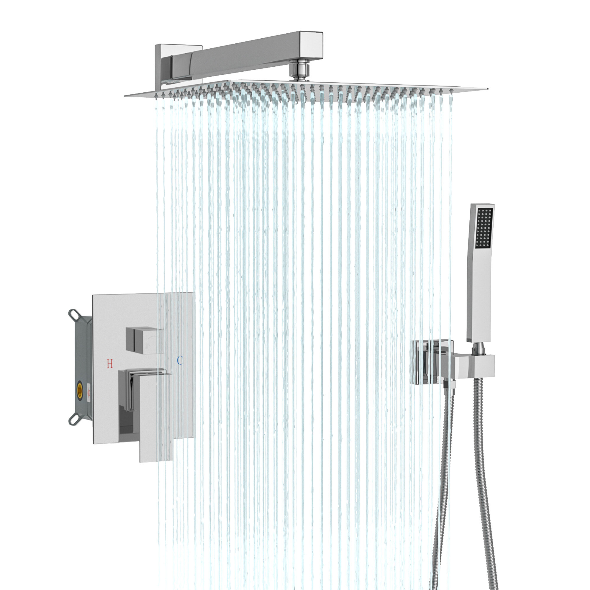 NEW! Wall Mounted 2024 Rain Complete Shower System with Rough-in Valve