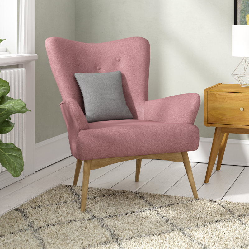 Holli Upholstered Wingback Chair, Hamilton Pink