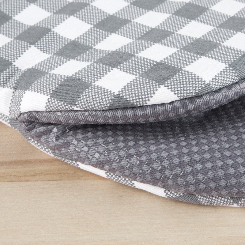 KitchenAid Gingham 2-Piece Oven Mitt, 5.5""W x 8""L, Milkshake