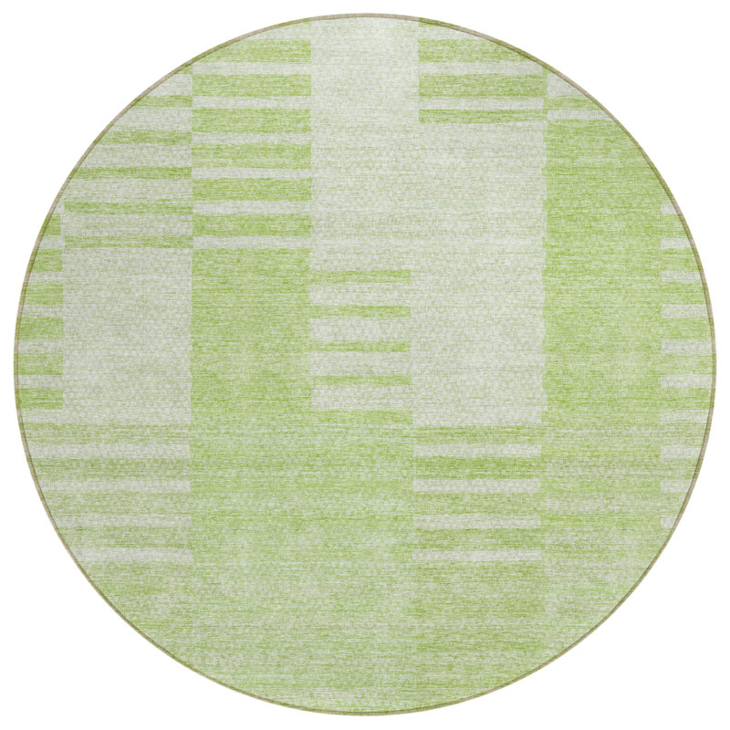 Lavonia Washable Striped Indoor / Outdoor Rug, Round 8'