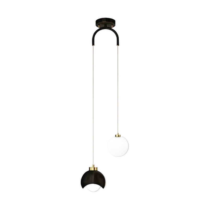 Loriel 2 - Light Sphere Chandelier Adjustable Height Ceiling Light With Accents Lampshade, Matte Black