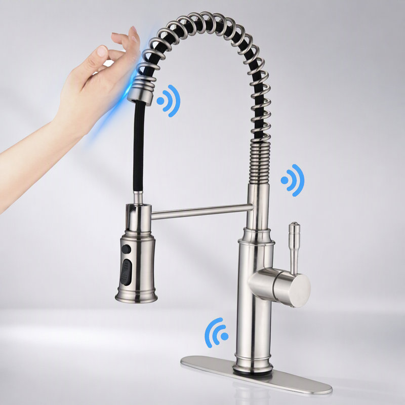Robinet de cuisine tactile avec douchette extractible pour un nettoyage facile et efficace, doté d'une rotation à 360 degrés et d'une résistance à la corrosion.