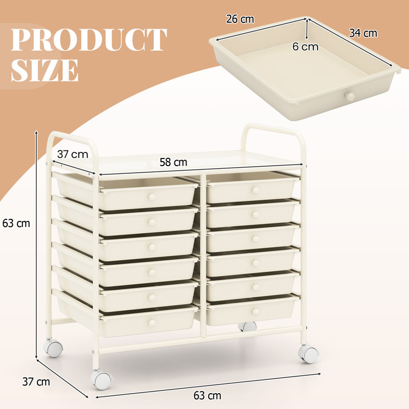12 Drawer Storage Drawer, White