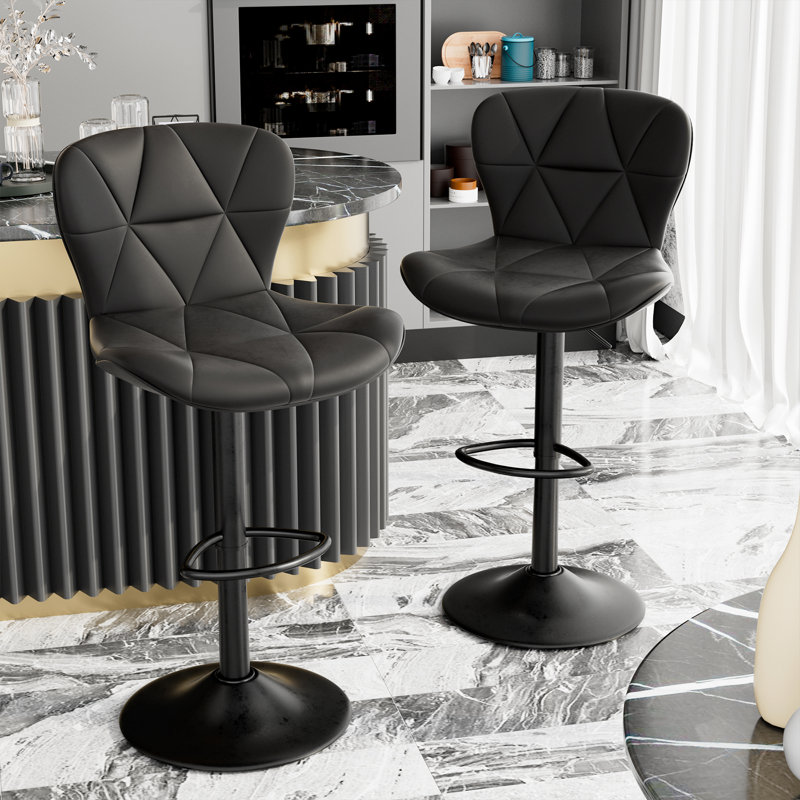 Higginsport 85cm Height Adjustable Bar Stool (Set of 2), Black