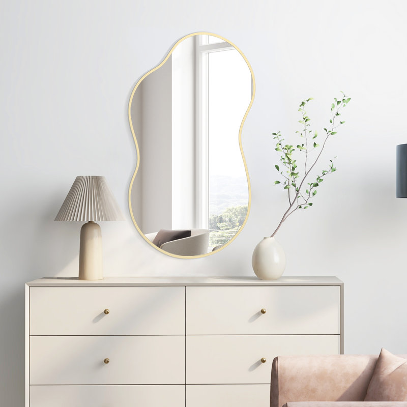 Miroir mural Irrégulier, Doré, 36 po x 20 po