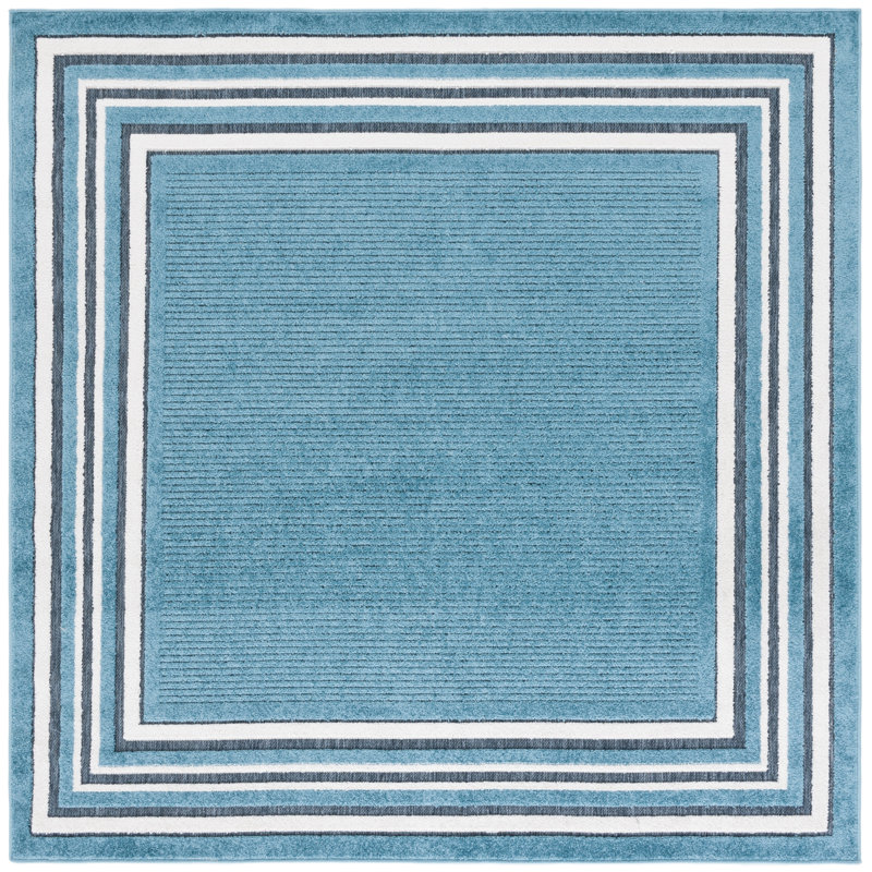 Tapis Brysin 634 en turquoise / ivoire, Carré 6 pi 7 po