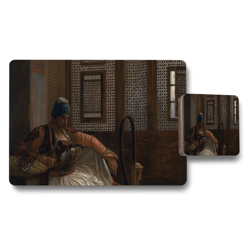 Desert Scene Placemat and Coaster Set with Vintage Painting