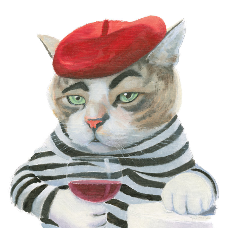 Cattitude III by Myles Sullivan - Wrapped Canvas Painting, 30cm H x 30cm W x 3.8cm D