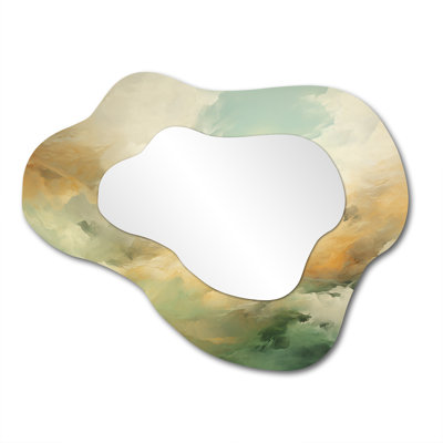 Elegant Sky Whispers II - Sky Cloud Unique Wall Mirror, Traditional Asymmetrical Mirror, Printed Metal Art