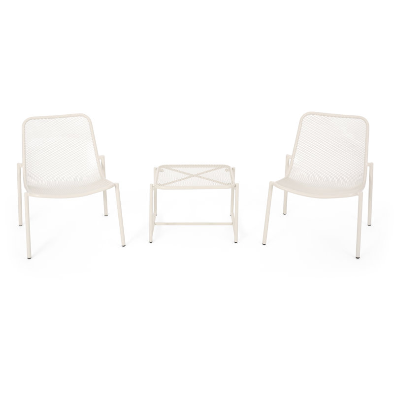 Ensemble de conversation de patio pour 2 personnes Akers Wood, Blanc mat