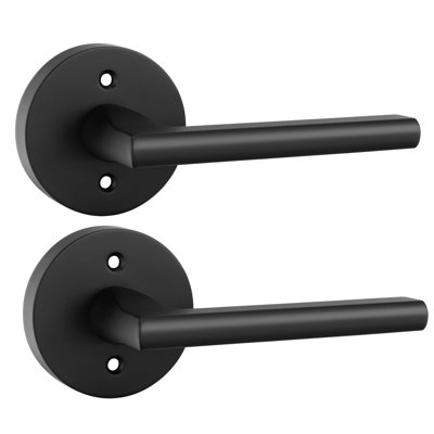 Leviers de porte noirs, leviers de porte intérieurs en alliage de zinc, leviers de porte noirs antidérapants pour placards, couloirs, leviers de porte modernes robustes (1 paquet / 2 pièces)
