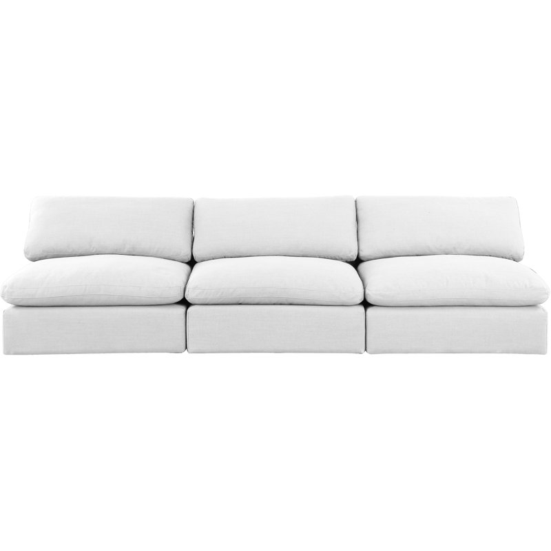 Canapé modulaire en lin 120 ", Tissu texturé en lin blanc