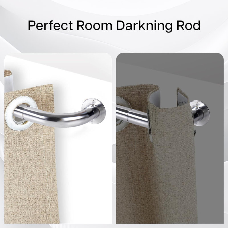 Blackout Adjustable Curtain Pole & Hardware Set, Chrome, 160-300cm