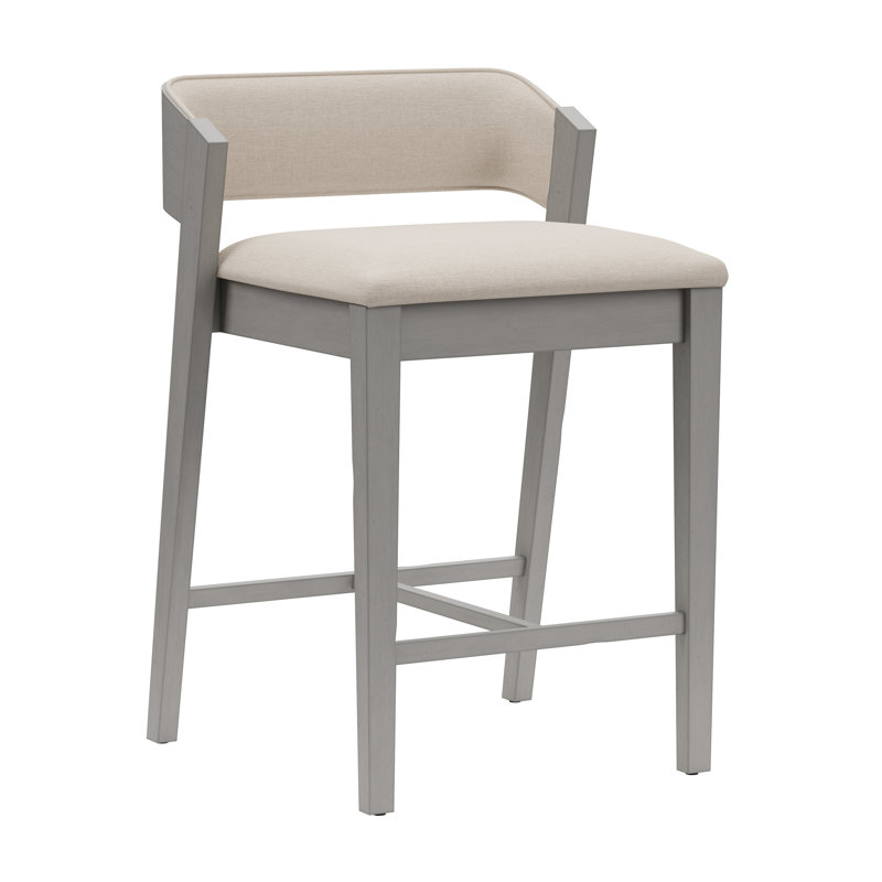 Halfeti Wood Counter Height Stool, Distressed Gray/Light Beige