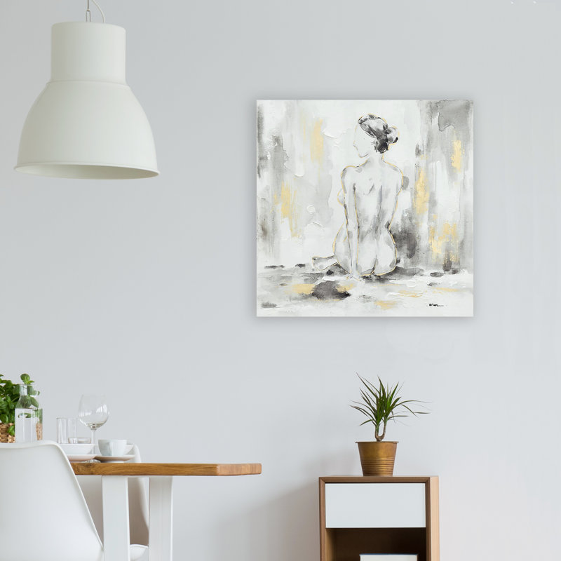 Dame nue - peinture sur toile tendue, H 20 po x l 20 po x p 2 po