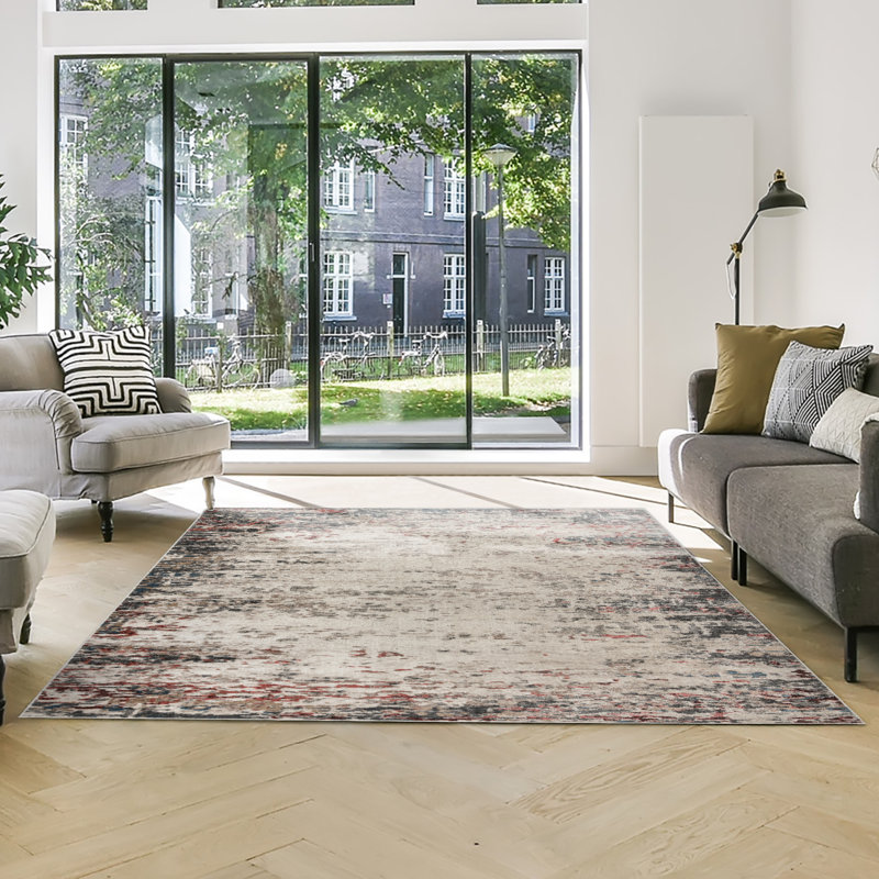 Heirloom Emne Modern Abstract Ivory Multi Polypropylene Area Rug, Rectangle 8'9" x 13"