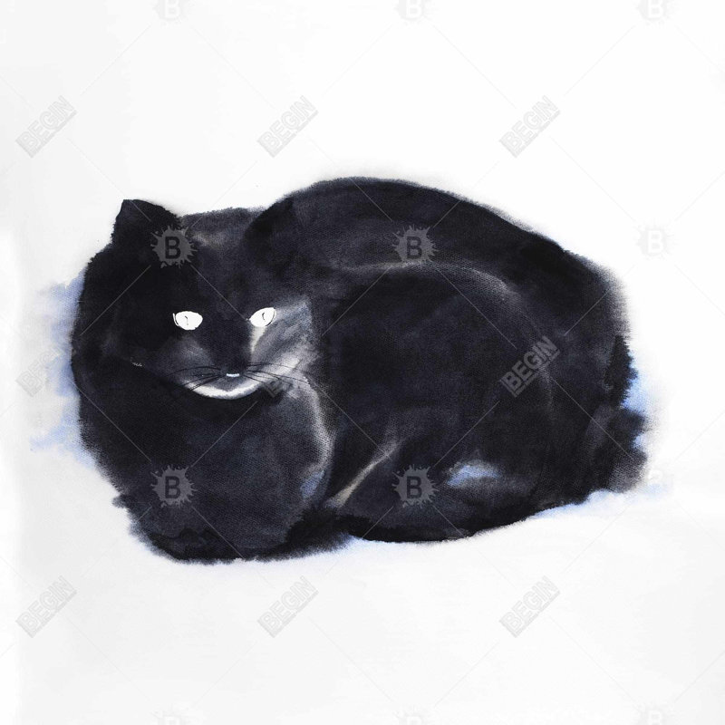 Abstract watercolor cat - 16"x16" Outdoors Throw pillow - Spun poly - Print on demand, 16"H x 16"W