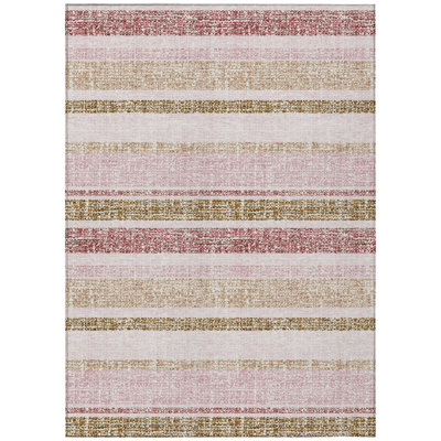 Machine Washable Indoor/Outdoor Xhevrie Pink Rug