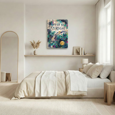 Move By Starlight Typography With Gold Moon And Stars Canvas Wall Art