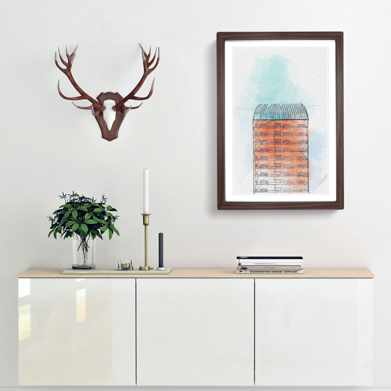 Sketching the Architecture Vol.39 - Picture Frame Drawing Print, 48cm H x 36cm W x 2cm D, Walnut Framed