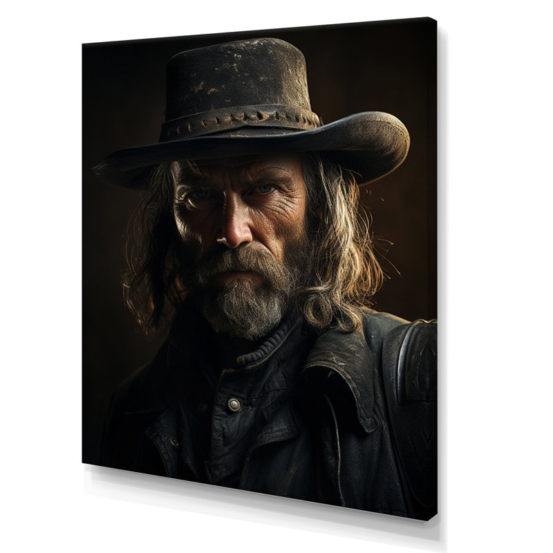 Western Lone Outlaw Portrait sur impression sur toile, H 20 po x l 12 po x P 1 po, Toile tendue