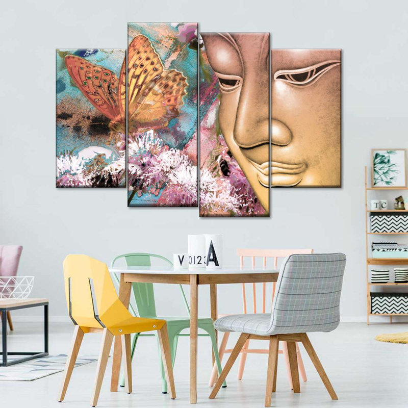 «Buddha Spring Buddha», ensemble de 4 reproductions sur toiles par NirvanaDesigns, H 22 po x l 36 po x P 1 po