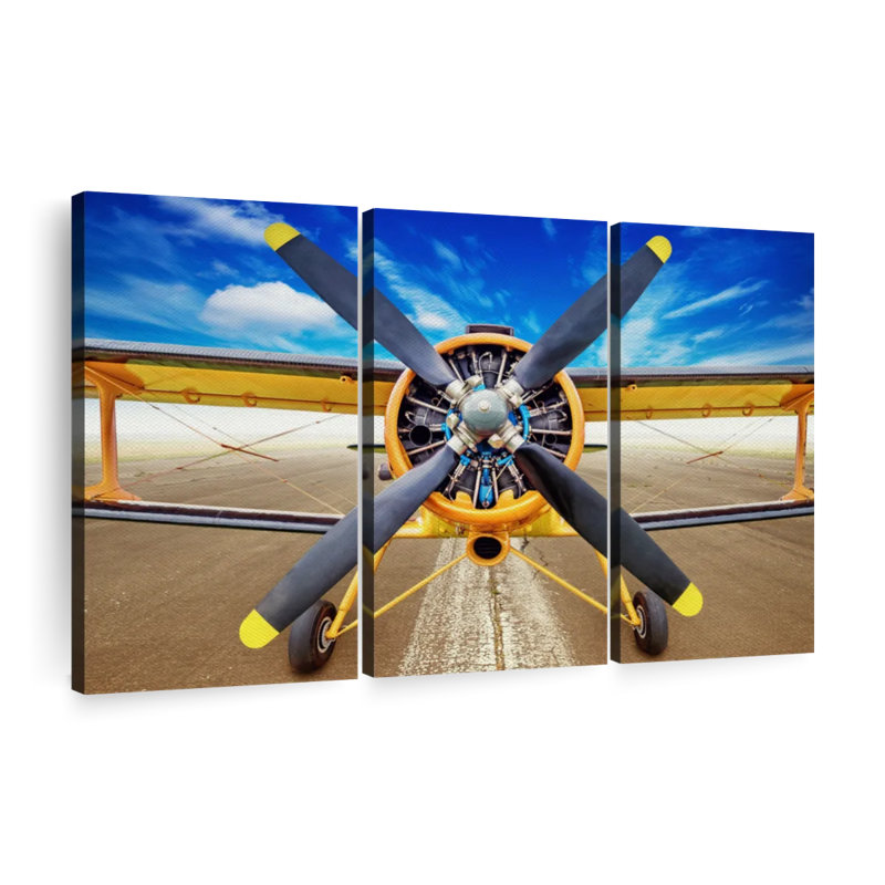 «Runway Biplane» sur toile, H 48 po x l 74 po x P 1,25 po