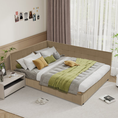 Modern Queen Size Storage Upholstered Tufted Bed Frame,sofa Bed Frame With Comfortable Backrest And Armrests