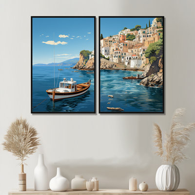 Art mural sur toile bleu Capri
