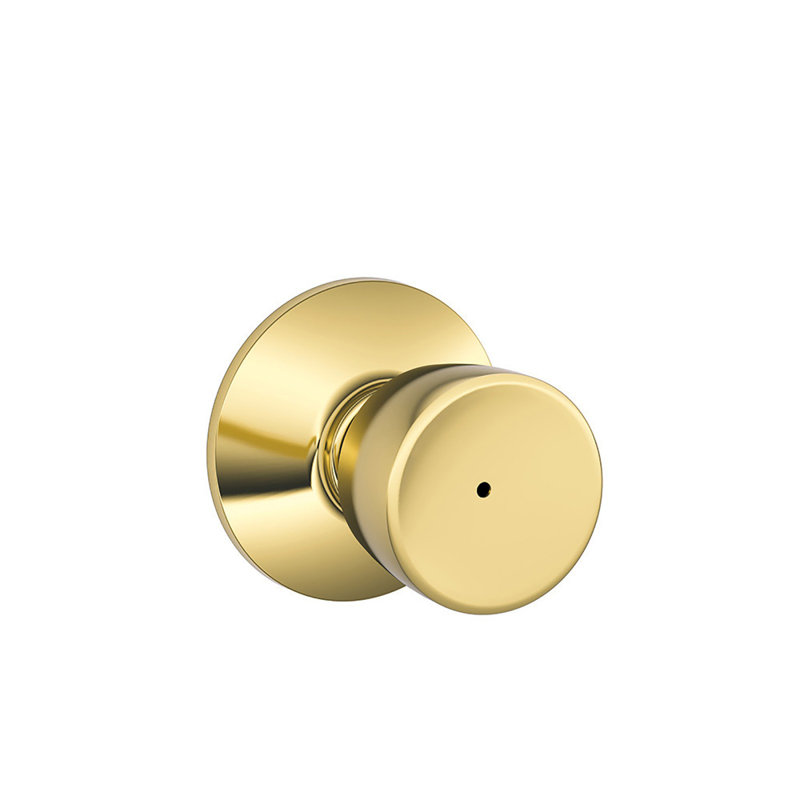 Bell Knob Bed and Bath Lock, Bright Brass