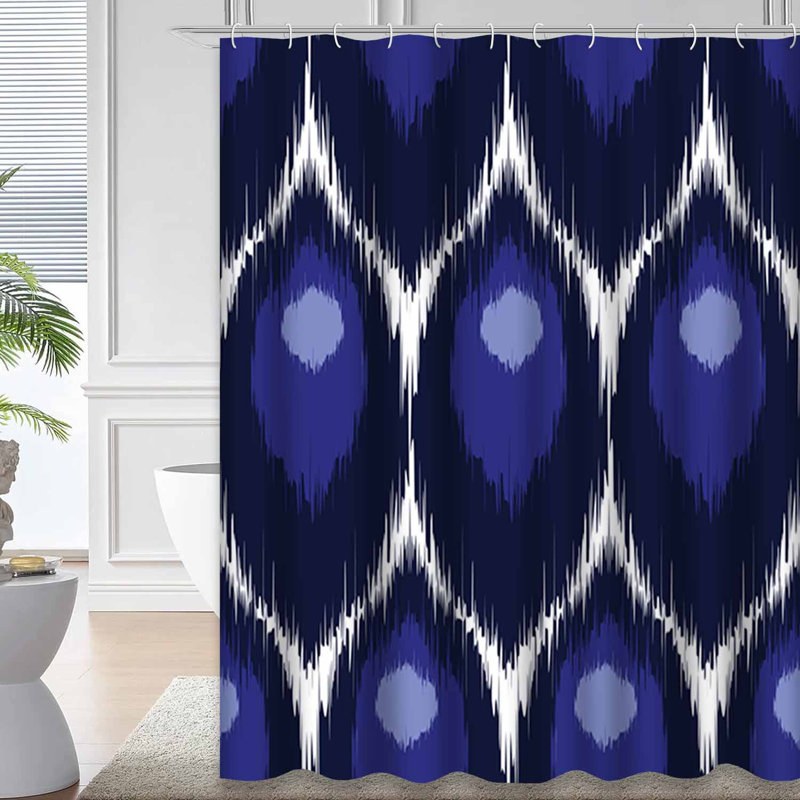 Rideau de douche Ikat Shapes Peacock, L 72 po x l 78 po