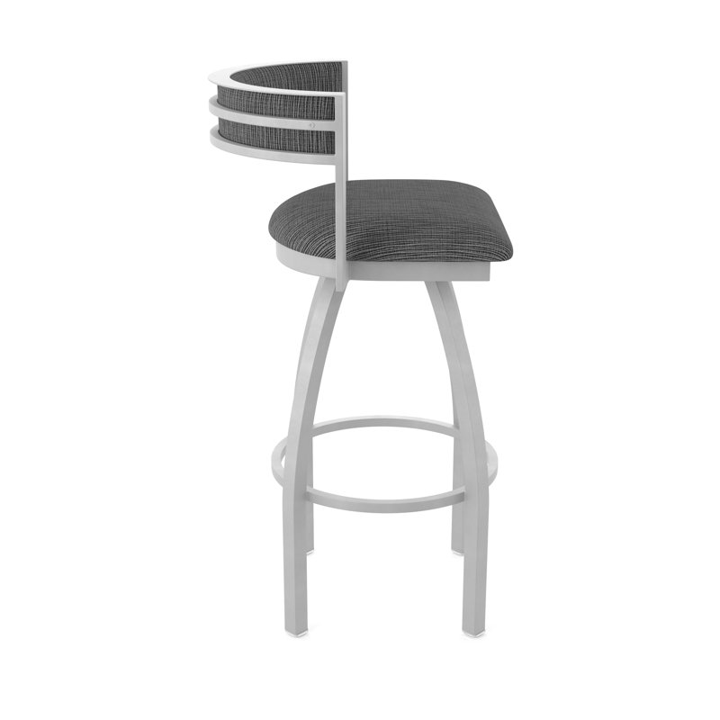 Tabouret Artémis, Nickel anodisé, Tissu - charbon graphique, Tabouret de bar (siège d'une hauteur de 30 po)