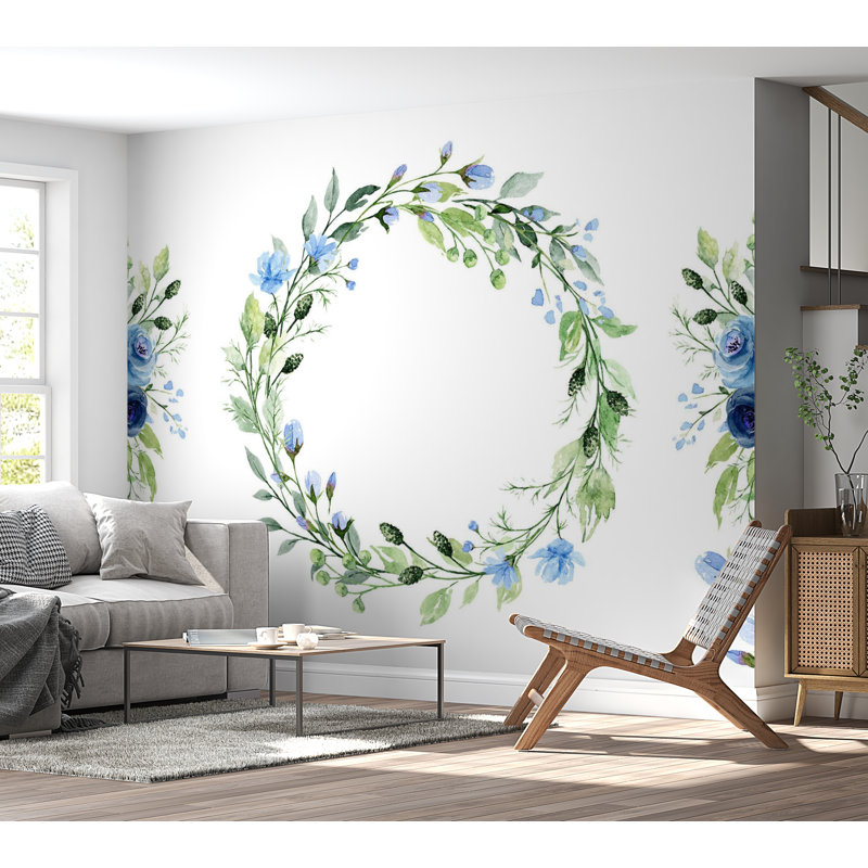 Adhésif mural floral Paitynn, Vert, L 135 po x L 96 po