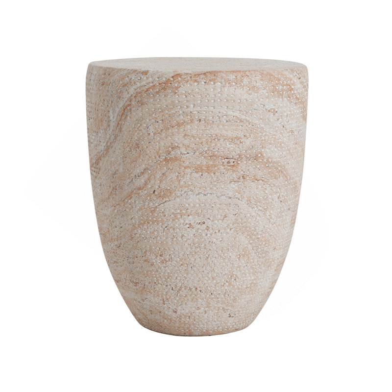 Outdoor/Indoor Lightweight Concrete Side Table,Travertine Finish