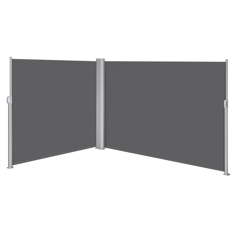 Auvent de terrasse rétractable double 236,5 po, H 71 po x l 236,5 po x P 3,1 po, Gris foncé
