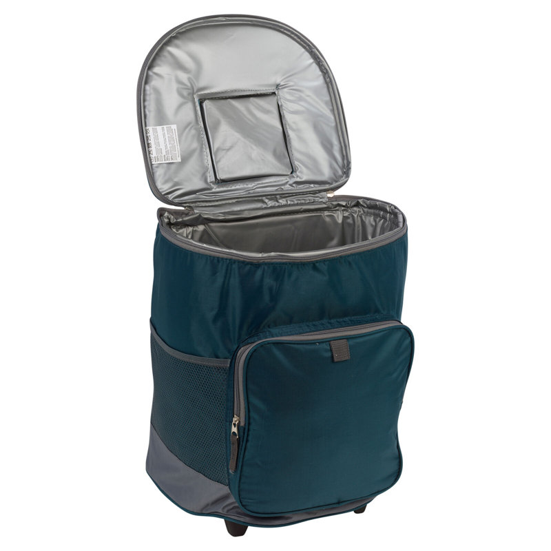 28L Insulated Large Cooler Bag Trolley Cart Extendable Handle Camping BBQ Picnic, Grey, Blue