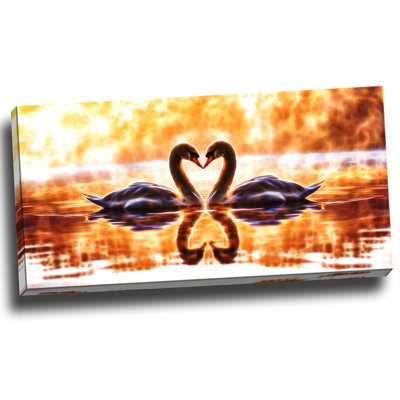 Swooning swans-romantique swan, impression sur toile tendue