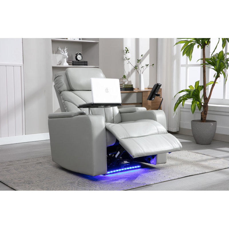 Power Motion Recliner Electric Power Recliner With USB Charging Port, Hidden Arm Storage, Convenient Cup Holder And Bluetooth Speaker