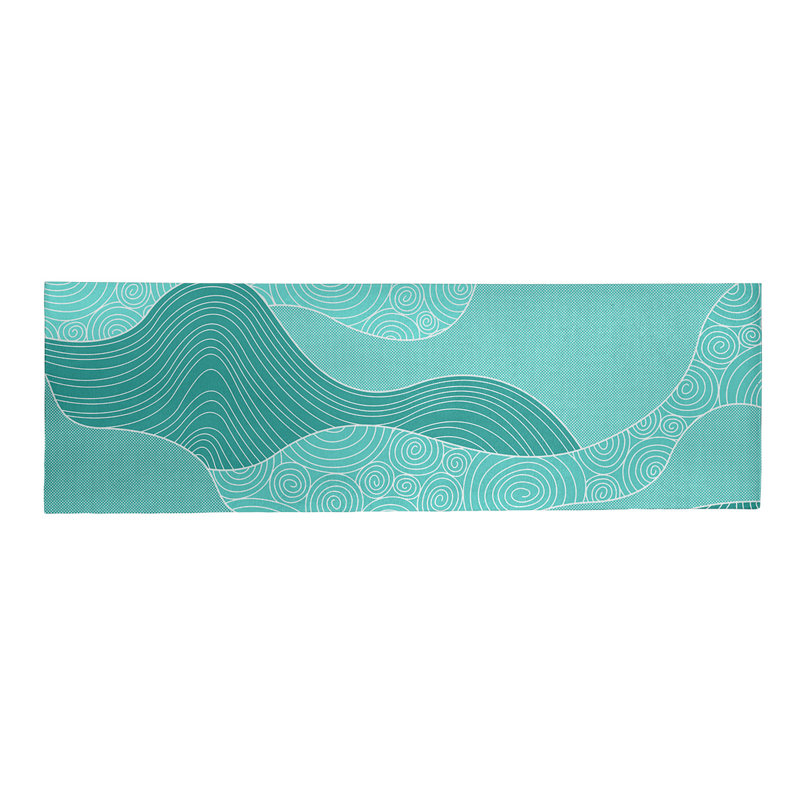 Tapis bleu de l’onde à la main classique, Tapis de couloir 2 pi 6 po x 8 pi