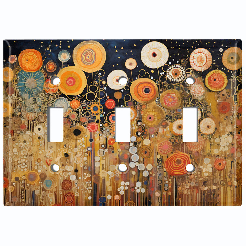Couvercle de plaque d'interrupteur en métal; Bascule standard à 2 bandes US - style Klimt, Triple # 3