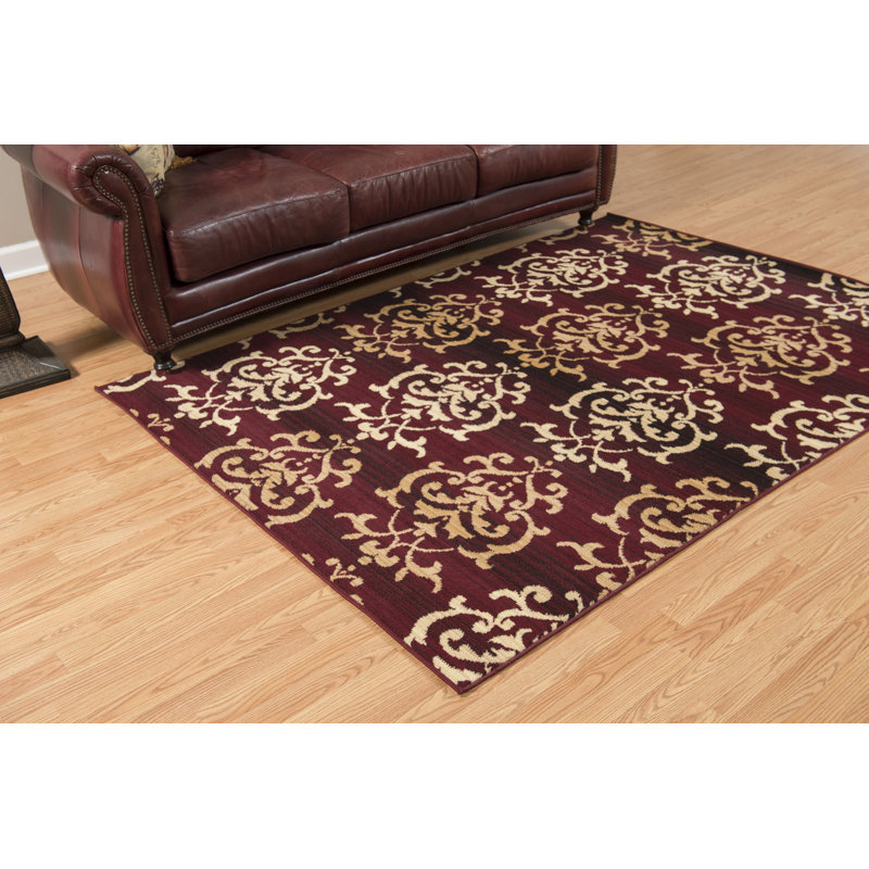 Tapis bourgogne / beige Rosanna, 2 pi 3 po x 7 pi 2 po