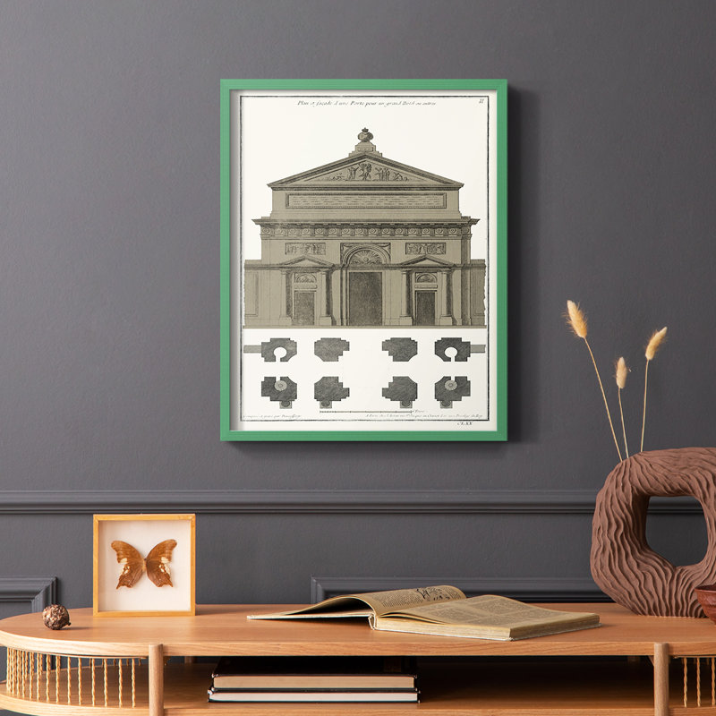 Bâtiments et façades II, reproduction encadrée - bois massif, Vert, H 10 po x l 8 po