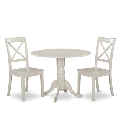 Ensemble de table et de chaises de salle à manger rondes en bois massif de style asiatique, avec abattants et pied central. Finition élégante et épurée.