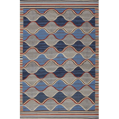 Striped Area Rug in Gray/Blue