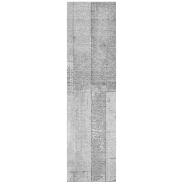 Machine Washable Indoor/Outdoor Xhevrie Gray Rug