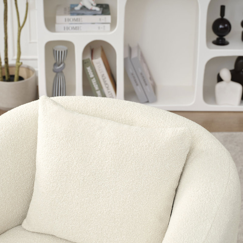 Fauteuil pivotant rembourré 34,2 po, Mélange de polyester crème