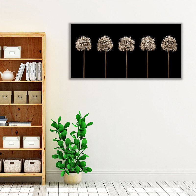 «Three Allium Flowers», reproduction d'art sur toile, H 15 po x l 30 po