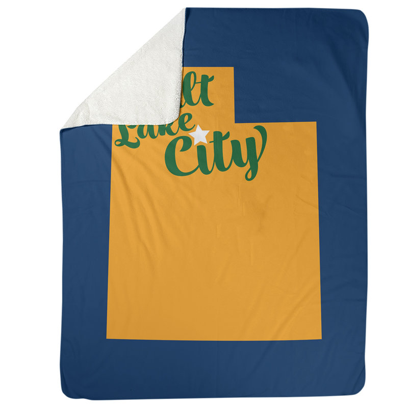 Jeté polaire en utah sel lake city, l 52,5 po x L 62,5 po, Bleu marine / doré