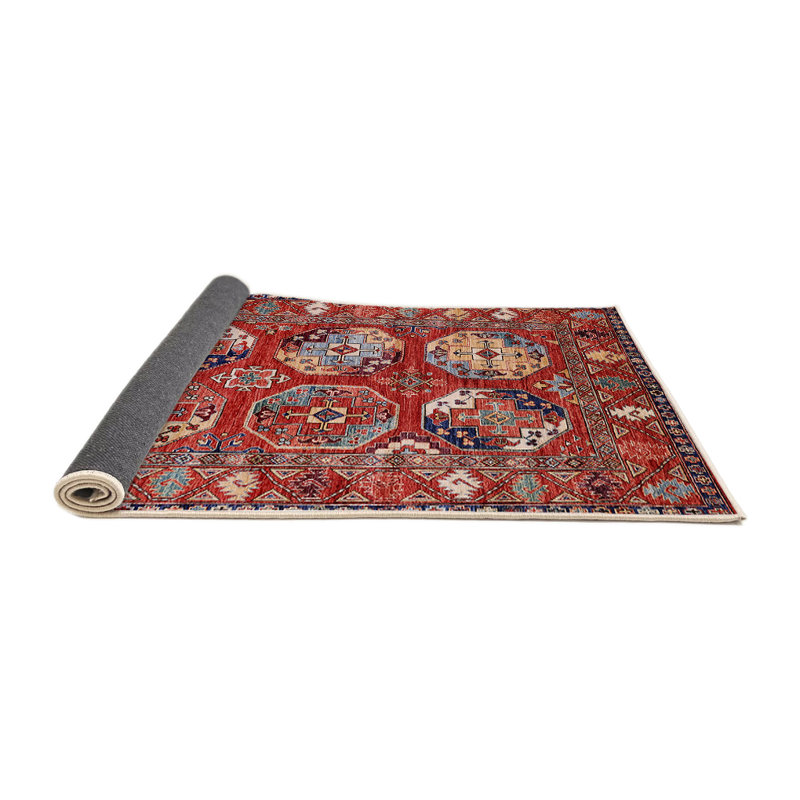 Tapis de style oriental rouge, Rond 6 pi
